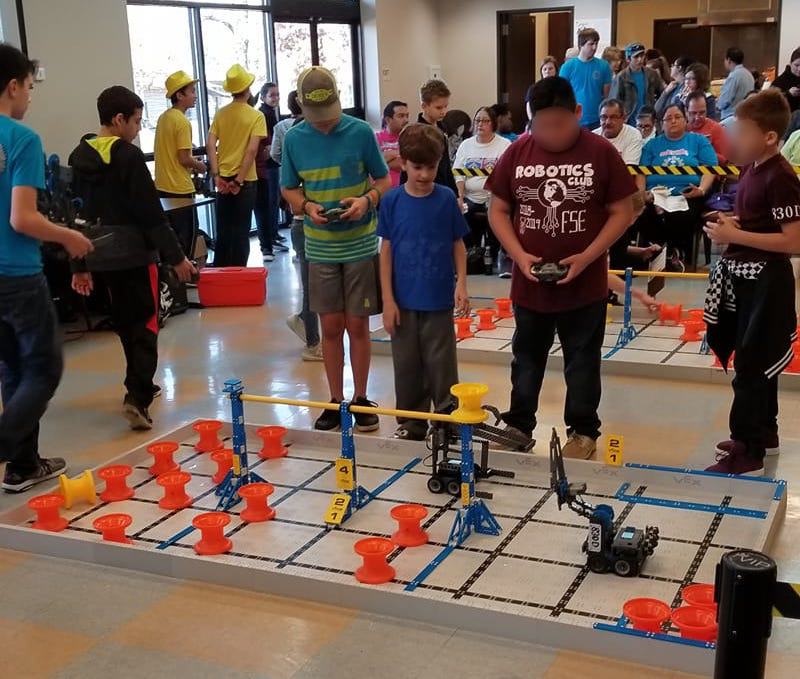 Our VEX IQ elementary team competing.